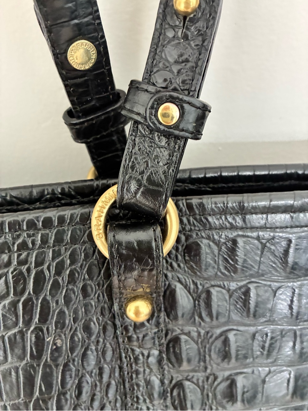 Brahmin Black Croc-Embossed Medium Tote - Picture 7 of 11